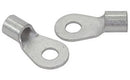 RING TERMINAL/1/4 inch, 6.35 mm stud/tab size, female, not insulated, tin plating, copper material, 5.89 mm maximum bundle diameter. For use with 6 gauge wire.