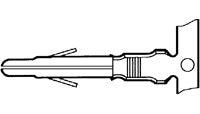 CONTACT/Male (pin), crimp, phosphor bronze material gold plating, 600 V, 19 A. Mate-N-Lok series. For use with 20-14 gauge wire.