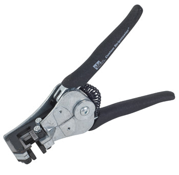 CUSTOM STRIPMASTER WIRE STRIPPER with GRIT PAD/16-26 AWG. Die-type blades. Strips solid or stranded wire. For type E M16878 600V. Contains counterbored hole sized to insulation and inner stripping hole sized to conductor.