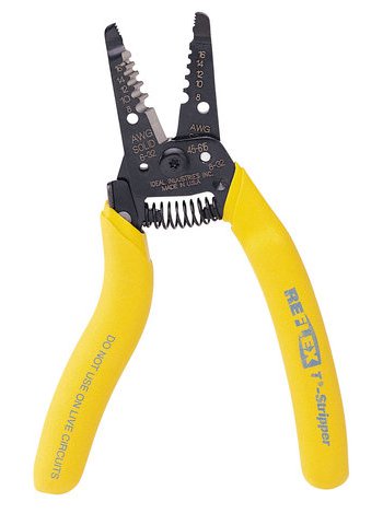 REFLEX SUPER T- STRIPPER WIRE STRIPPER/6-14 solid, 8-16 stranded AWG. 6-32 and 8-32 self-chasing screw-cutting holes. Ergonomic handle, curved handles. Locking latch.