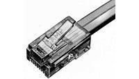 MODULAR PLUG/8 position, 1 port, cable mount, crimp, unshielded, phosphor bronze material, gold plating, UL 94 V-2, male. 