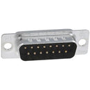D CONNECTOR/15 position, male, 2 rows, 2 (A) shell size, gold plating, steel material, wire mount. ROHS compliant.