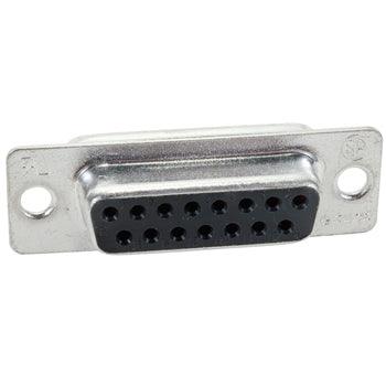 D CONNECTOR/15 position, 2 rows, female, 2 (A) shell size, gold plating, phosphor bronze material, panel mount. ROHS compliant.