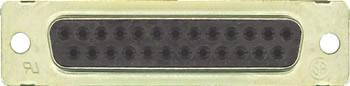 D CONNECTOR/25 position, female, crimp termination, 2 rows, 3 (B) shell size, gold plating, wire mount. ROHS compliant.