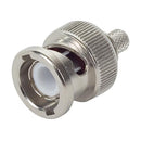 BNC CONNECTOR/Male, dual crimp, 75 Ohms, 4 GHz, straight. For use with RG59, RG-59A, RG-59B, RG-62, RG-62A, RG-62B. ROHS compliant.
