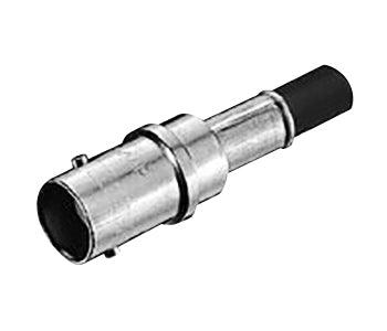 BNC CONNECTOR/Female, dual crimp, 50 Ohms, 4 GHz, straight. For use with RG-58, RG-58A, RG-58B, RG-58C. ROHS compliant.