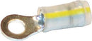 RING TERMINAL/Male, insulated, yellow, radiation resistant, stud/tab size: