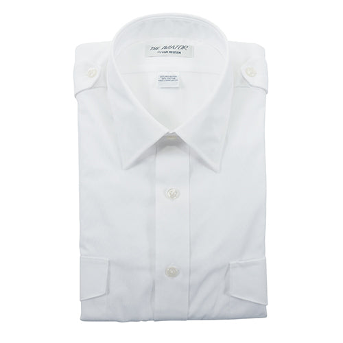 MENS AVIATOR STYLE SHIRT/Short sleeve, white, size 14.5