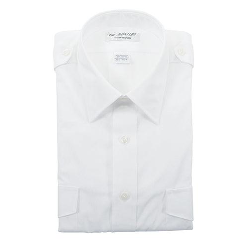 MENS AVIATOR STYLE SHIRT/short sleeve/white/size 17.5