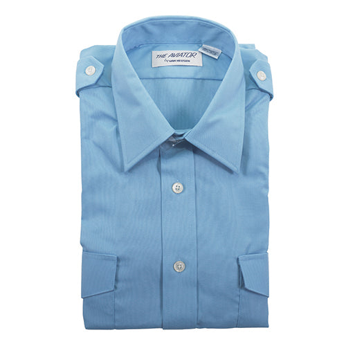 MENS AVIATOR STYLE SHIRT/long sleeve/blue/size 16.5/34-35