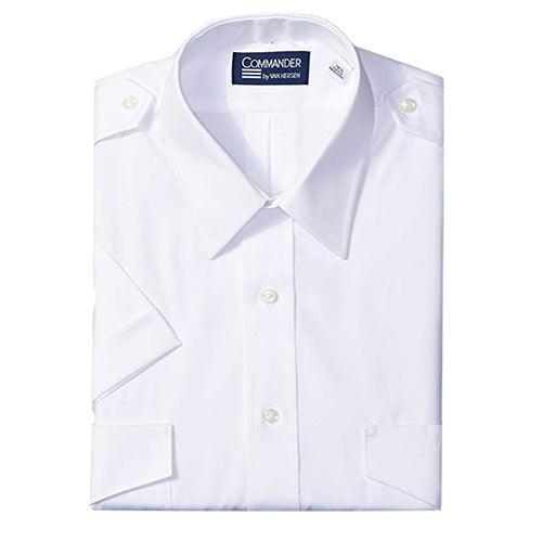 MENS COMMANDER STYLE SHIRT/short sleeve/white/size 15.5