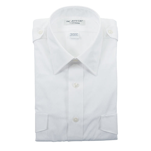 MENS AVIATOR STYLE SHIRT/short sleeve, white, size 15.5, tall