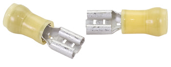 RECEPTACLE/Female, insulated, yellow, 300 VAC, PIDG series. Stud/tab size: 6.35 mm X .81 mm. For use with 12-10 gauge wire. 