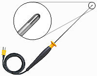 SUREGRIP IMMERSION TEMPERATURE PROBE/Type K thermocouple for use in liquid and gels, black and yellow, -40 degrees Celsius to +1090 degrees Celsius.