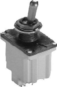TOGGLE SWITCH/DPDT (double pole double throw), ON-OFF-ON, panel mount, latched and momentary. 