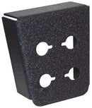 MIC or PHONE JACK MOUNTING BRACKET/90 degree, under panel horizontal mount. 4 Hole. Width: 2 1/4 Length: 2 1/2 Depth: 7/8