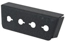 MIC or PHONE JACK MOUNTING BRACKET/90 degree, under panel vertical mount. 4 Hole. Height: 2.5 Width: 2.3 Depth: 1