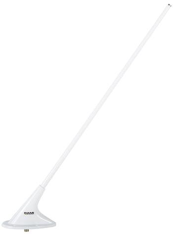 ANTENNA/VHF communications, whip type, 138-174 MHz, BNC Female Connector, 4 Hole Mount & a White Finish.