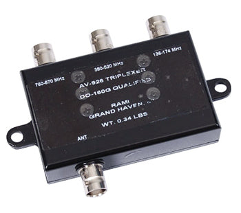 ANTENNA TRIPLEXER/For use with AV-925 antenna, 136-174, 380-520 and 760-870 MHz. BNC Female Connector, 2 Hole Mount & a Black Finish. 