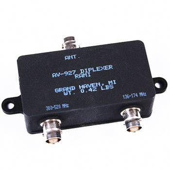 ANTENNA DIPLEXER/136-174 and 380-520 MHz, BNC Female Connector, 2 Hole Mount & a Black Finish.