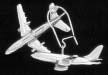 AVIATION EARRINGS/Boeing 737, 3D, pierced wire only, gold plated, longest dimension 1-1/64 
