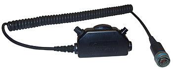 SWITCH and CABLE ASSEMBLY/Black case without clothing clip, TJT-120 jack, momentary lock mic interrupt slide switch, and 2' coil cable with U-174 type plug 