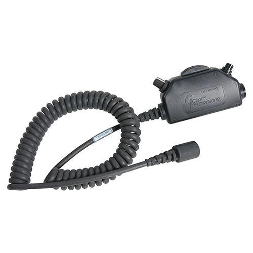 SWITCH and CABLE ASSEMBLY/Black case with large clothing clip, TJT-120 jack, momentary lock ICS key switch, PTT (push-to-talk) transmit key with mic lo interrupt, hi Z volume control, 3' coil cable with MS3476W10-6P type plug. 