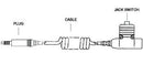 SWITCH and CABLE ASSEMBLY/3' coil cable, U-94A/U jack switch and U-174 type plug, wired for ICS key. 