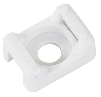 CABLE TIE MOUNT/White, .19 hole diameter, .2 max tie width. For use with 18 lb-50 lb cable ties.