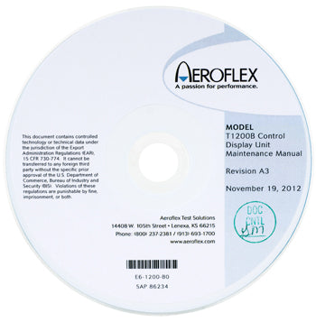 MAINTENANCE MANUAL CD/For use with T1200B. 