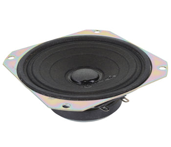 AIRCRAFT SPEAKER/4 square speaker, 8 ohms, 12 watts. Hole-to-hole dimensions: 4.7