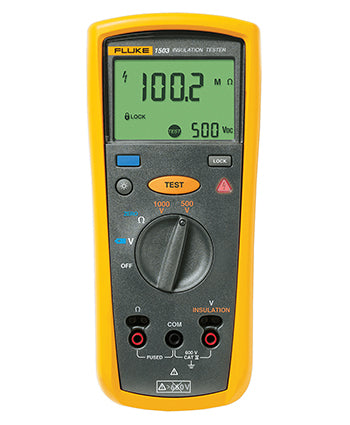 INSULATION RESISTANCE TESTER/CAT IV 600 V rating, backlight, Includes: remote probe, test leads, probes, alligator clips, four AA alkaline batteries, and one year warranty. 