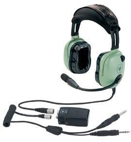 DAVID CLARK HEADSET/ENC/M-7A AMPLIFIED ELECTRET MIC/5' STRAIGHT CORD/DETACHABLE COIL CORD with DUAL PLUGS/UNIVERSAL FLEX BOOM/BATTERY PWR MODULE