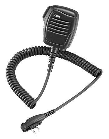 LARGE SPEAKER MIC/with earphone jack and metal alligator clip. Right angle 2-pin screw down connector, stereo mic/mono speaker