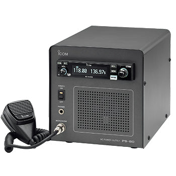 VHF AIRBAND TRANSCEIVER/With PS-80 05 Base Station. 12-24VDC, OLED display, includes HM-176 hand microphone , microphone hanger bracket, power cord, MBA-3 rear panel adapter with a card edge connector.