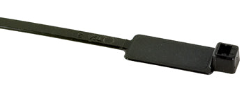 IDENTIFICATION CABLE TIE/Black, 8 long, 1.10 width, 50 lb. strength. MS3368-1-9A. 