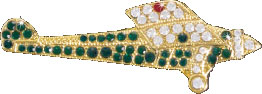 GOLD JEWELED TAILDRAGGER PIN/with crystal stones and position lights