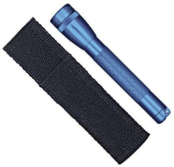MINI MAG-LITE HOLSTER COMBO PACK/Blue, includes: flashlight, polypropylene belt holster and 2 ea AA alkaline batteries.