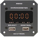 CHRONOMETER/M850 Digital clock, 5V lighting. Displays universal time, local time and flight time, 24 hour LT, 2 1/4 front mount, 2 button control, with screw lock.