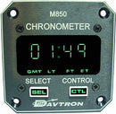 CHRONOMETER/M850 Digital clock with 5V lighting, night vision capability Green A. Displays universal time, local time and flight time. 2 1/4 front mount, 2 button control. 
