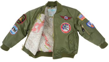 MA1 JACKET/Green with patches, kids size 4-5