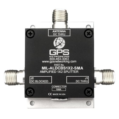 AMPLIFIED ANTENNA SPLITTER/Ruggedized military grade, 1 input, 2 outputs, SMA connectors