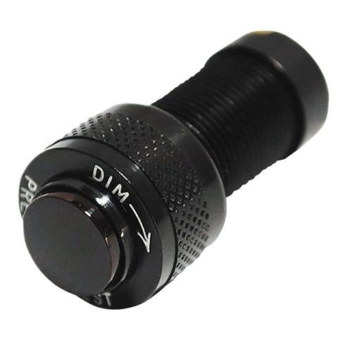 PRESS TO TEST INDICATOR/Clear with flat, dimming lens cap. Mounting hole size: 15/32, Uses #ML-0330 (12V) or #327-SYL (24V) bulb. Bulbs NOT included, order separately.