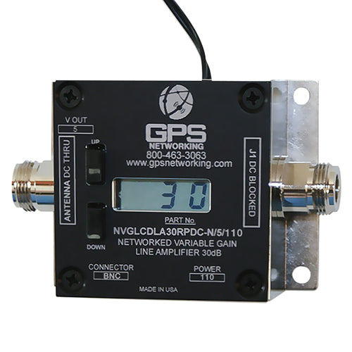GPS VARIABLE GAIN LINE AMPLIFIER/With BNC connector and external power supply networking.