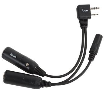 HEADSET ADAPTER/Use with IC-A14, IC-A14S, IC-A22, IC-A3, IC-A24, IC-A6. For use with general aviation dual plug headsets.