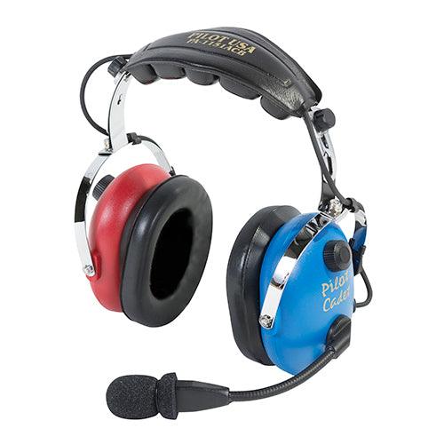 PILOT USA HEADSET/CHILD(BOY)/MONO/STEREO/FLEX BOOM/AUDIO IN/RED & BLUE EAR CUPS