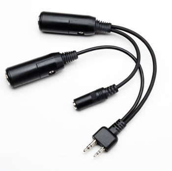HEADSET ADAPTER/for ICOM A2, A20, A21 transceivers/twin sockets accepts PJ-055 and PJ-068 plugs converting to ICOM A21 plug