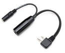 HELICOPTER HEADSET ADAPTER/for ICOM A6, A22, and A24/right angle plug/U92/A jack accepts U174/u, converts ICOM A22 plug