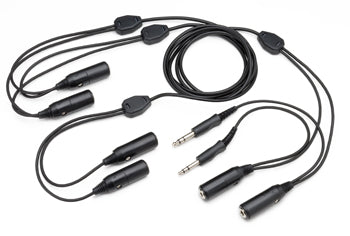 TRIPLE HEADSET ADAPTER/converts one set of radio/intercom mic and phone jacks into three sets