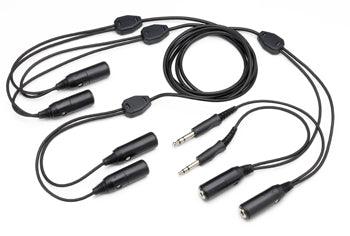 TRIPLE HEADSET ADAPTER/converts one set of radio/intercom mic and phone jacks into three sets